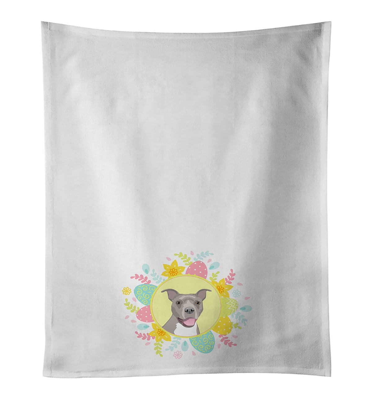 Pit Bull Blue #1 Easter White Kitchen Towel Set of 2 19 in x 28 in