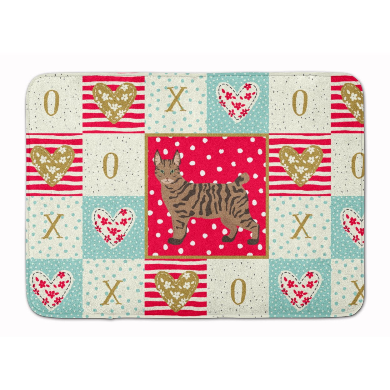 Pixie Bob 1 Cat Love Machine Washable Memory Foam Mat Red