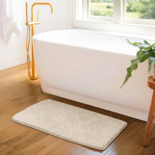 Plush Absorbent Bath Mat Rug with Anti-Skid Rubber Backing, 24 x 17, Light Gray, by Noble Linens