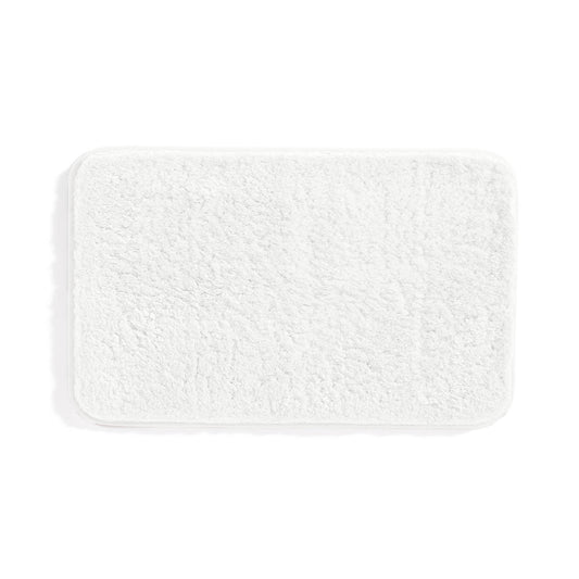 Plush Absorbent Bath Mat Rug with Anti-Skid Rubber Backing, 34 x 21, White, by Noble Linens