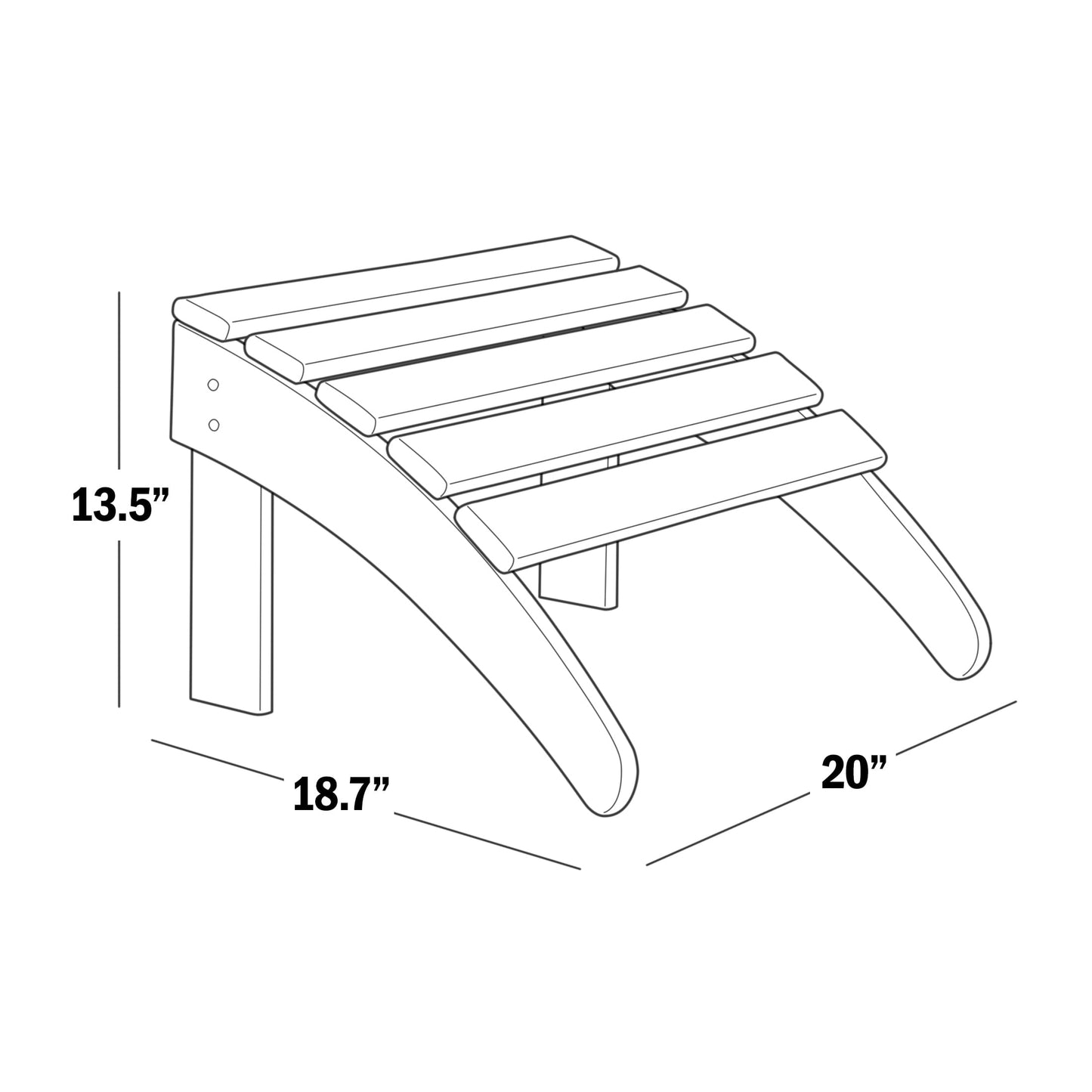 Polytrends  Laguna Hdpe All Weather Outdoor Patio Foldable Ottoman Gray