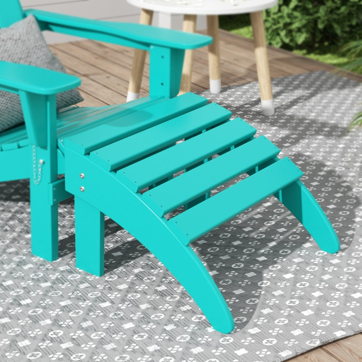 Polytrends  Laguna Hdpe All Weather Outdoor Patio Foldable Ottoman Turquoise