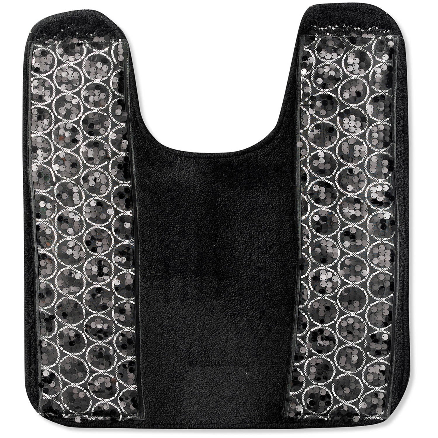 Popular Bath Sinatra Black Collection Bathroom Contour Toilet Commode Rug