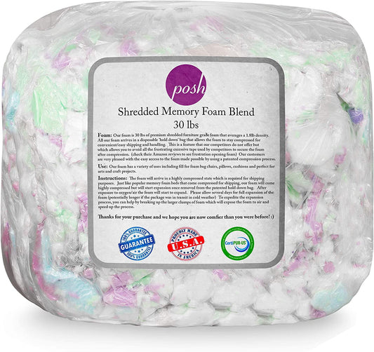 Posh Creations Refill Foam Filling, Bean Bag Refill, Kids, Adults, 20 lbs, Multi-Color