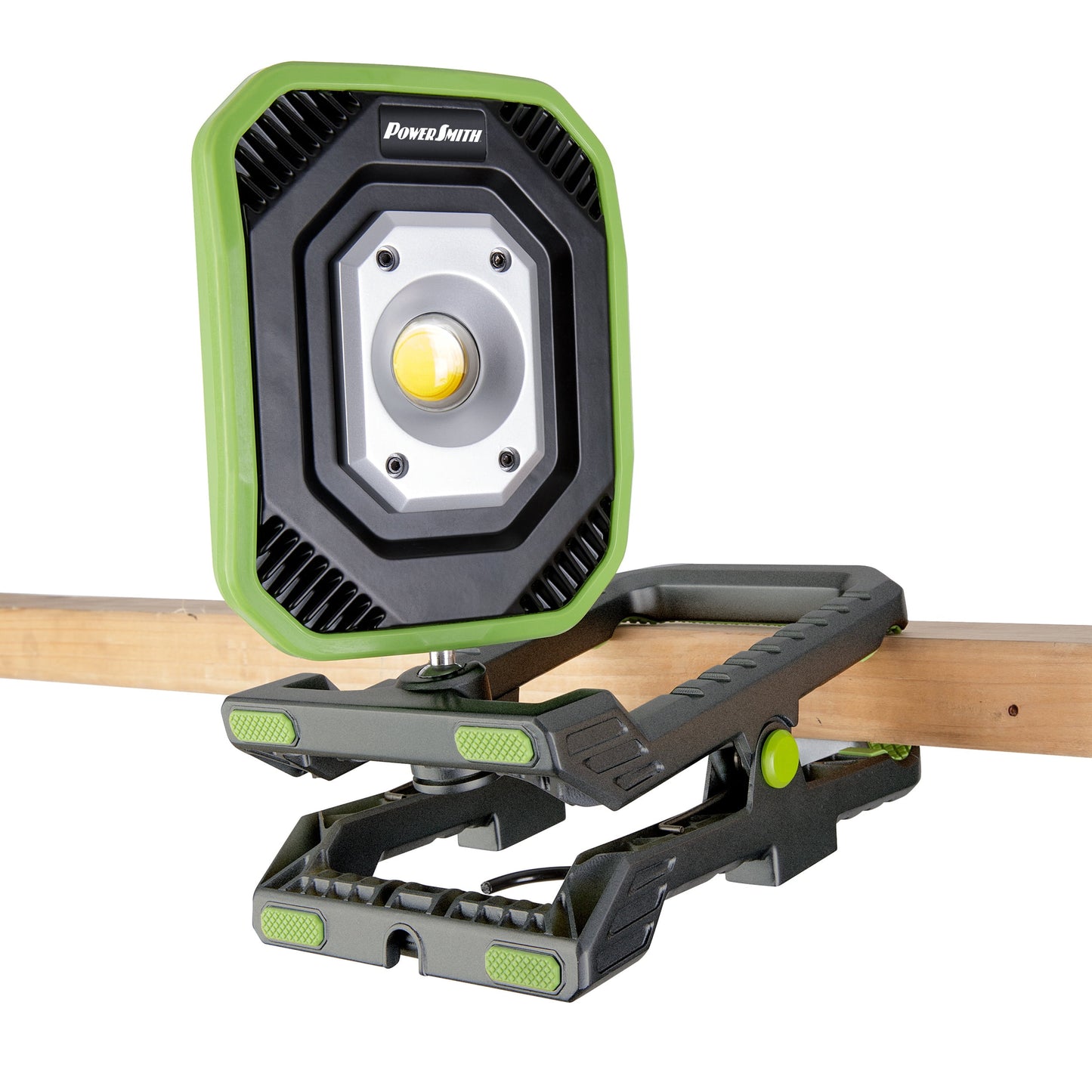 PowerSmith 3000 Lumen Rechargeable LED Clamp Work Light Dual-Power, Powered Through 120V AC or Rechargeable Lithium-Ion Battery, Large Clamp, 5-Year Warranty