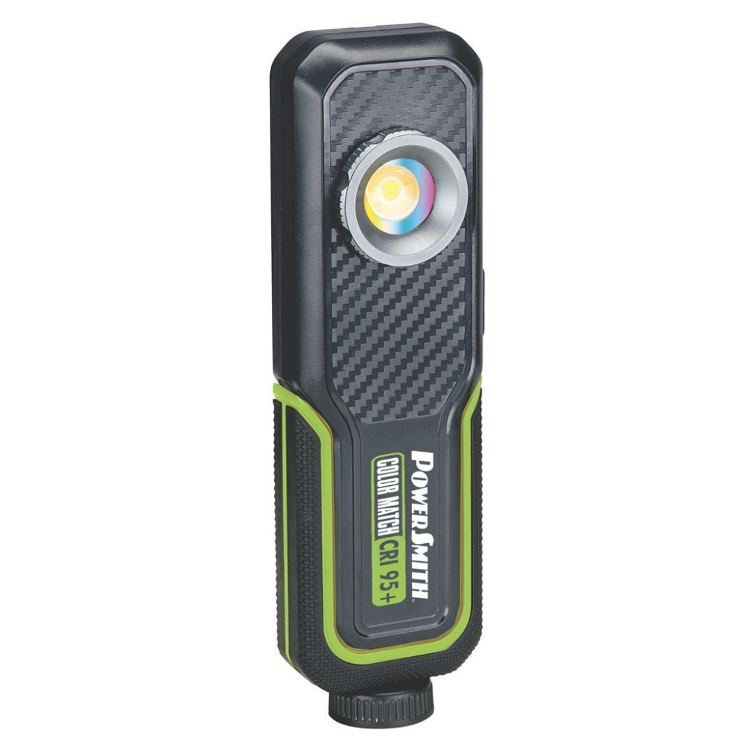 PowerSmith 500 Lumen Rechargeable LED Color-Match (CRI 95+) Inspection Light with Two Color Temperatures 5000K/3500K, Large hanging hook, magnetic base with USB-C charging cable and 2 Year Warranty