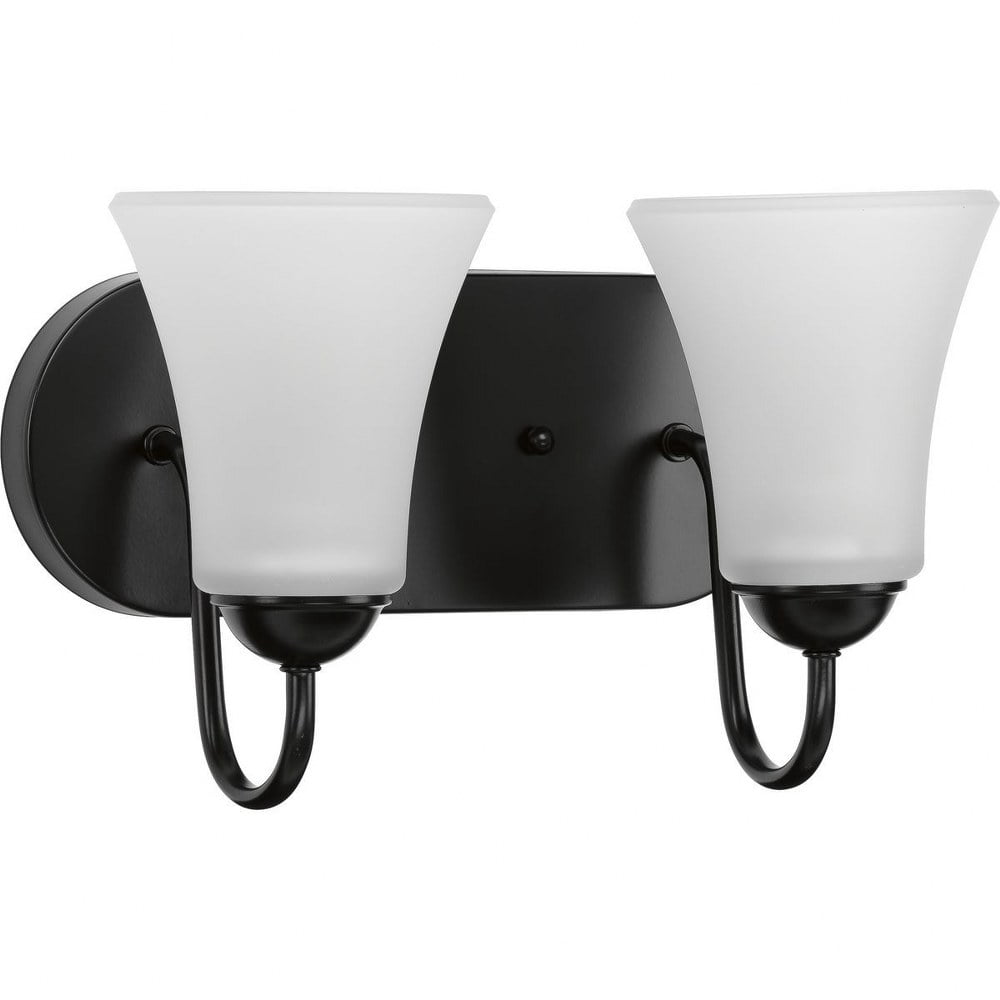 Progress Lighting Classic Collection 2-Light Wall Sconce, Black, Etched Glass Shade