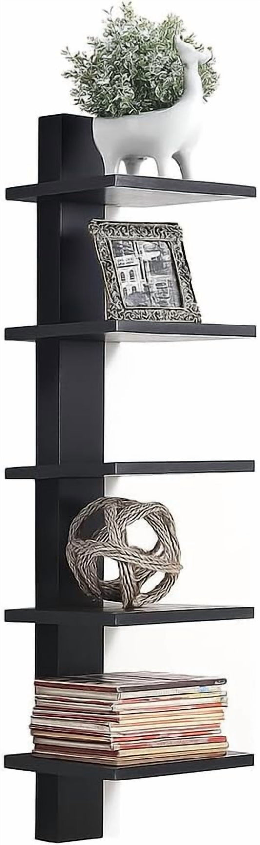 Proman Products - Mounted Spine Bookshelf, Wall Mounted Shelves, Spine Book Tower (Black)