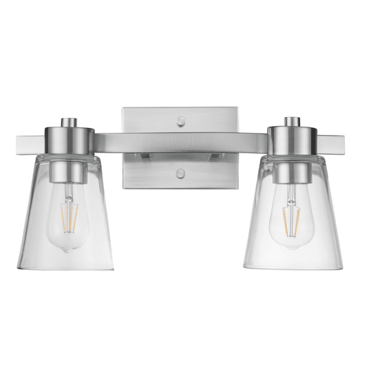 Prominence Home Fairendale 2-Light Brushed Nickel Bathroom Vanity Light with Clear Glass Shade