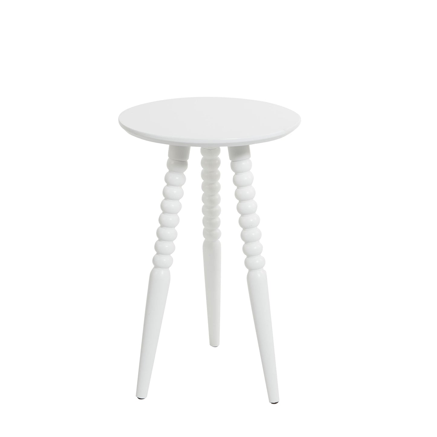 Silverwood Pure White Side Table - Compact & Chic Accent -  14" x 14"x 23", White