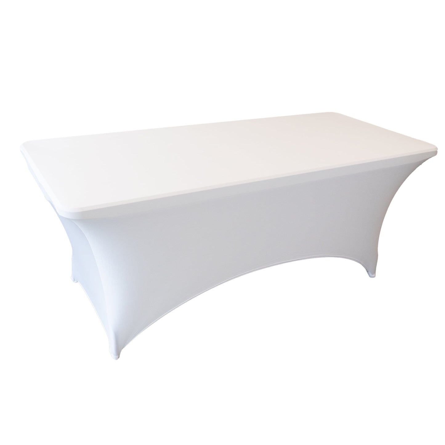 RTC Group Spandex Fitted Stretch Rectangular Tablecloth Table Cover 6 ft, 72 x 30, White, 8 Pack