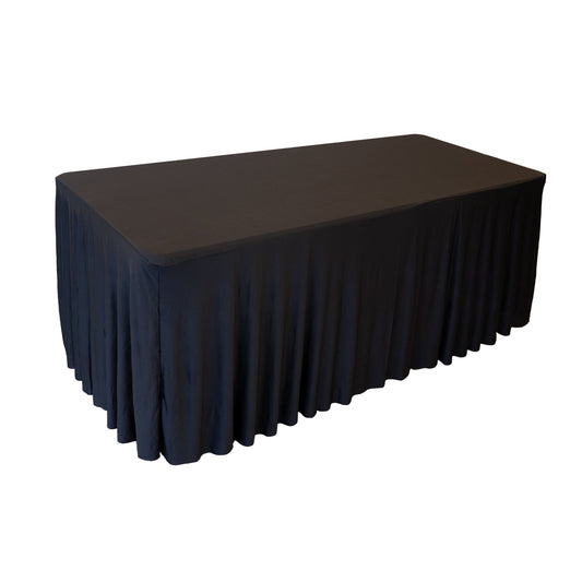 RTC Group Spandex Rectangular Tablecloth Skirt Table Cover, 6Ft Table, 72" x 30", Black, 4 PK