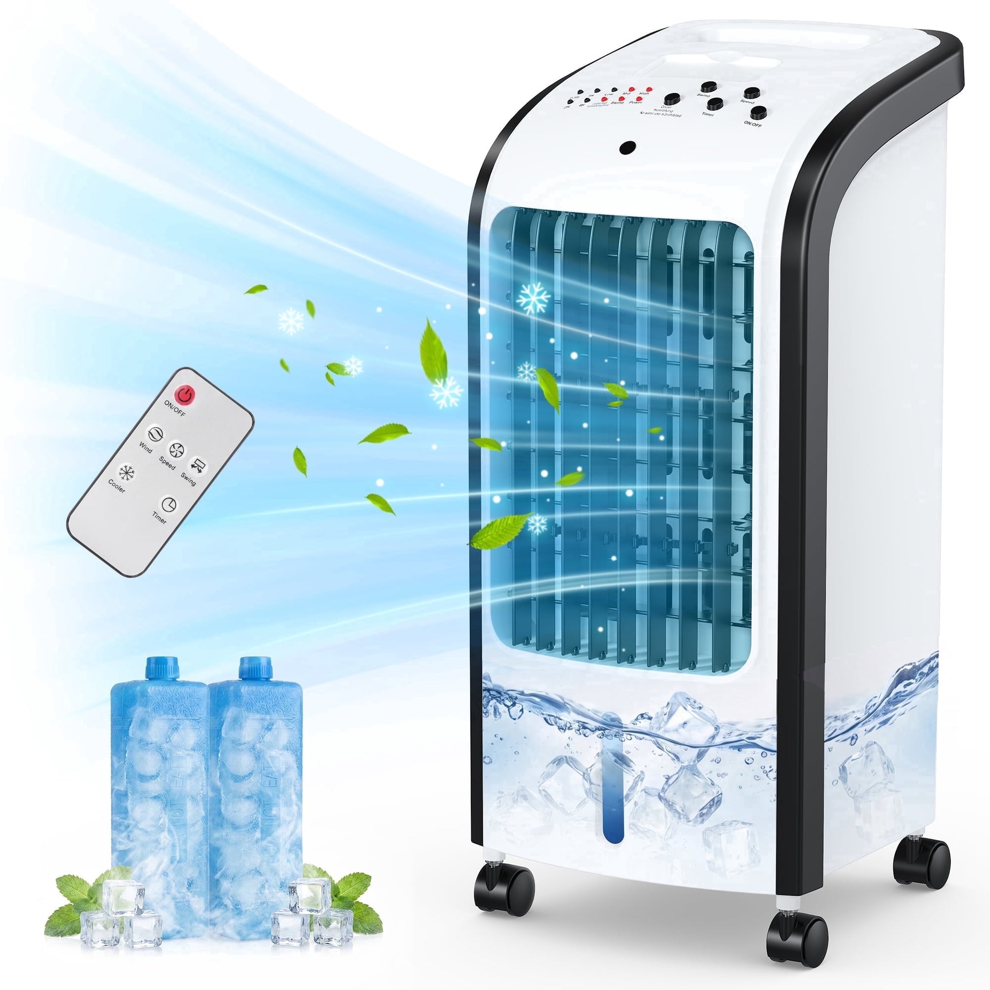 RUIE Portable Air Cooler with Remote,Portable Air Conditioner,3-in-1 Evaporative Air Cooler Fan Humidifier,4L Swamp Cooler Cooling Fan with 3 Speeds,3 Modes,Timer for Bedroom Office Room