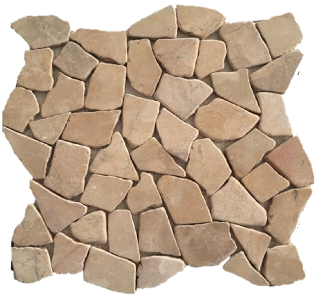 Rainforest Tan Stone Mosaic Pebble Floor and Wall Tile 12" x12" (5.0 Sq. ft. / Case)