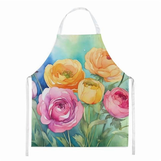 Ranunculus in Watercolor Apron 27 in x 30 in