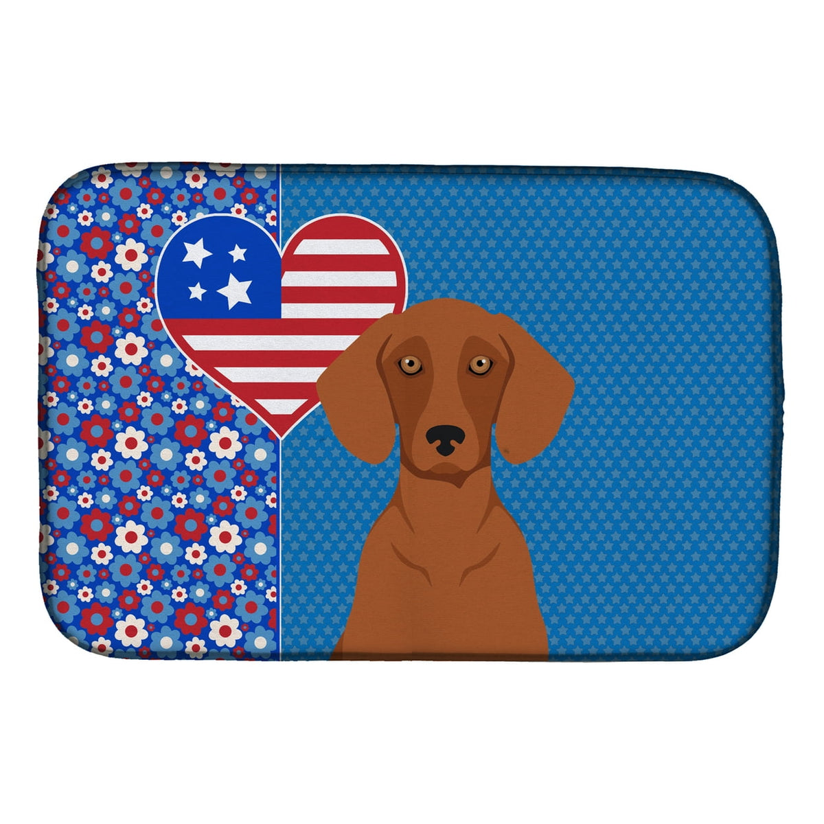 Red Dachshund USA American Dish Drying Mat