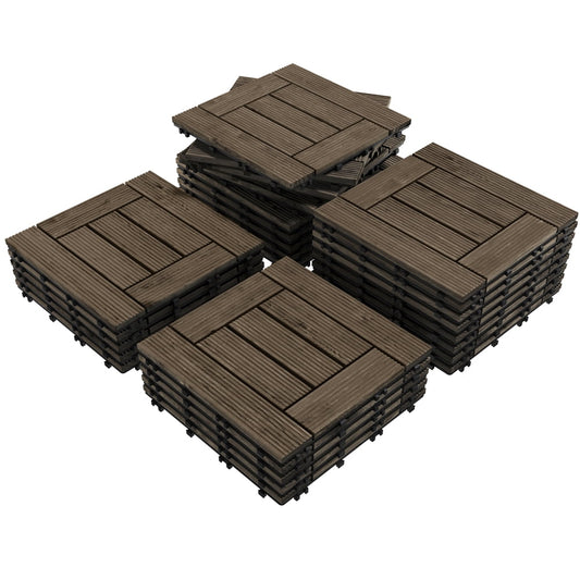 Renwick 12â€ x 12â€ Square Wood Flooring Tiles for Deck, Pack of 27, Black