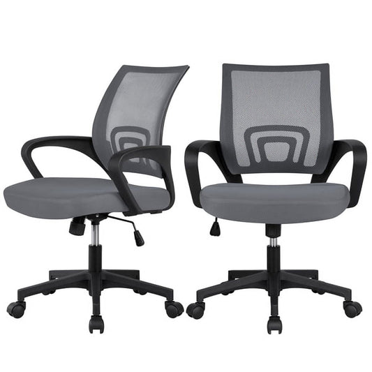 Renwick Adjustable Mesh Swivel Office Chair with Armrest, Set of 2, Purple