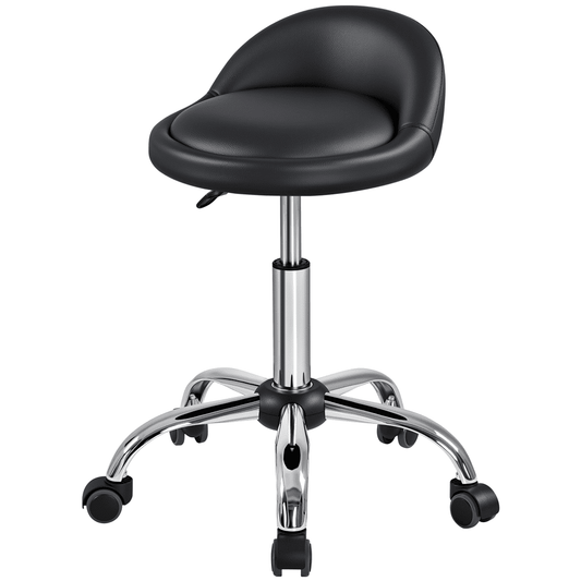 Renwick Adjustable Rolling Salon Swivel Stool, Black