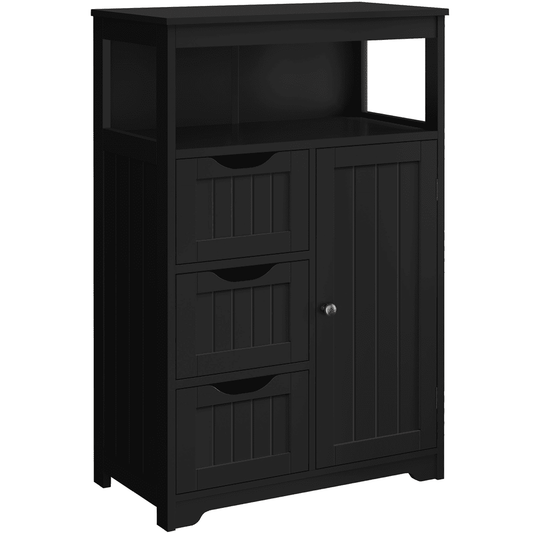 Renwick Bathroom Floor Cabinet, Black, 34â€³ H