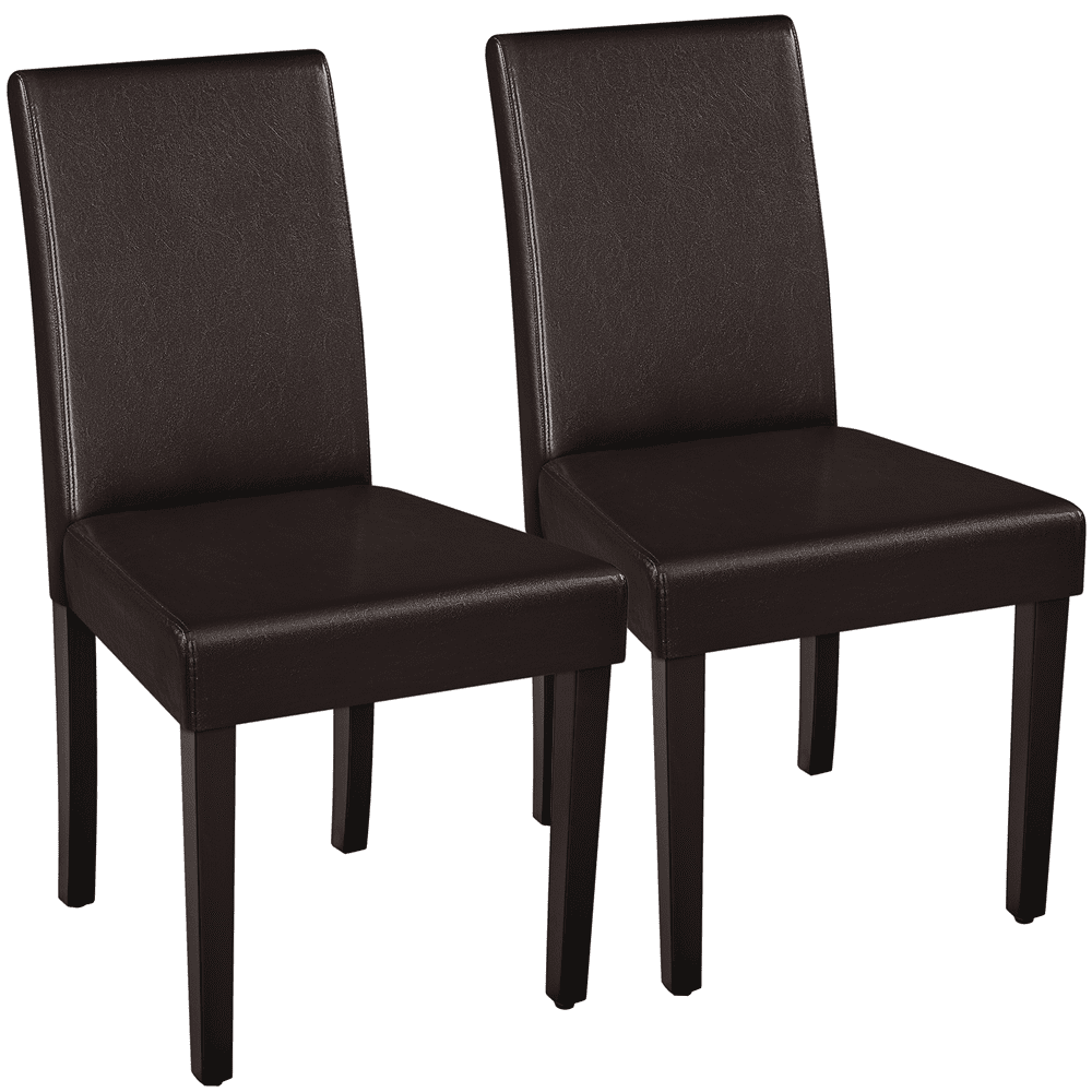 Renwick Faux Leather Dining Chairs with Rubberwood Legs, Set of 2, Black