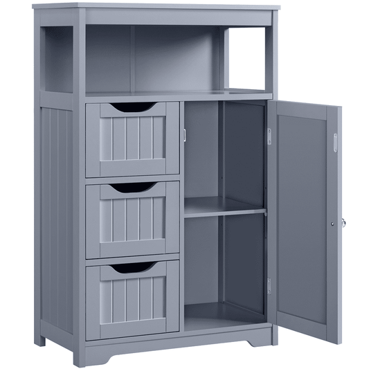 Renwick Freestanding Wooden Bathroom Floor Cabinet, Gray