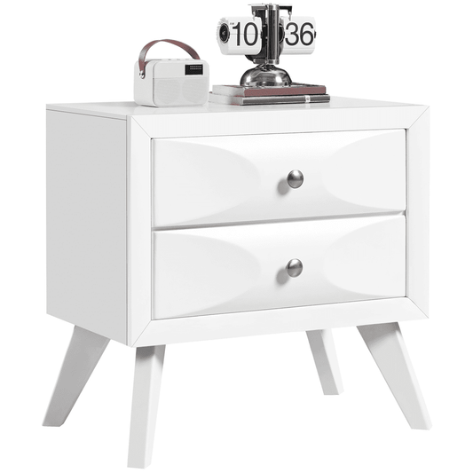 Renwick Modern Vintage 2-Drawer End Table with Spacious Storage, White