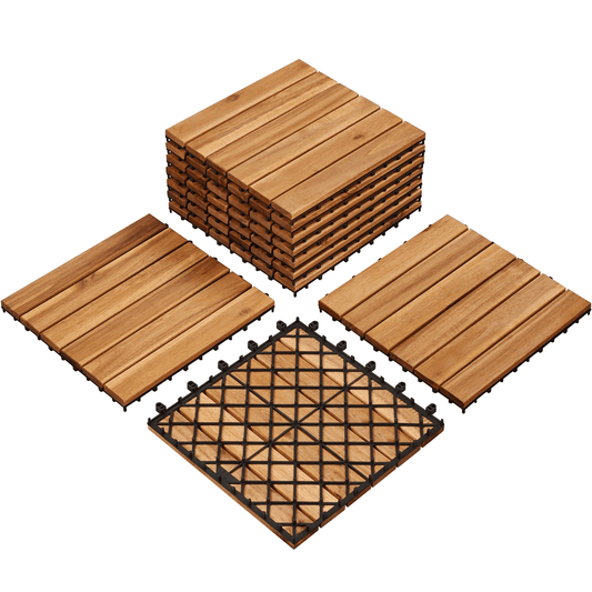 Renwick 10pcs Wood Flooring Tiles 12''x12'' for Outdoor & Indoor Patio Garden, Wood