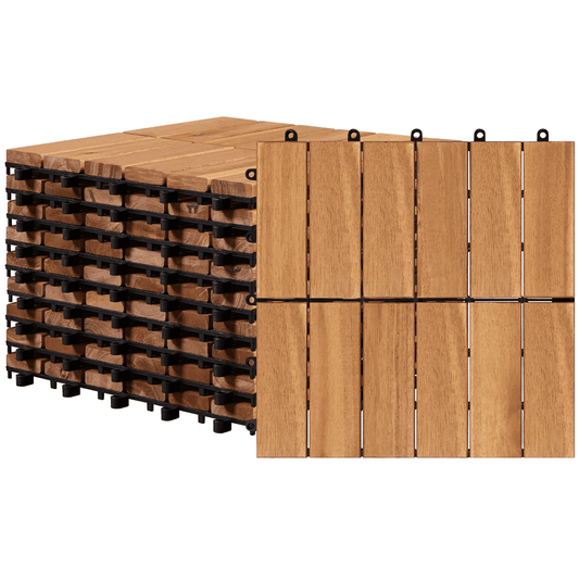 Renwick Pack of 10 Wood Flooring Tiles for Patio Garden Deck Poolside 12.5â€³ W Ã— 12.5â€³ L Wood
