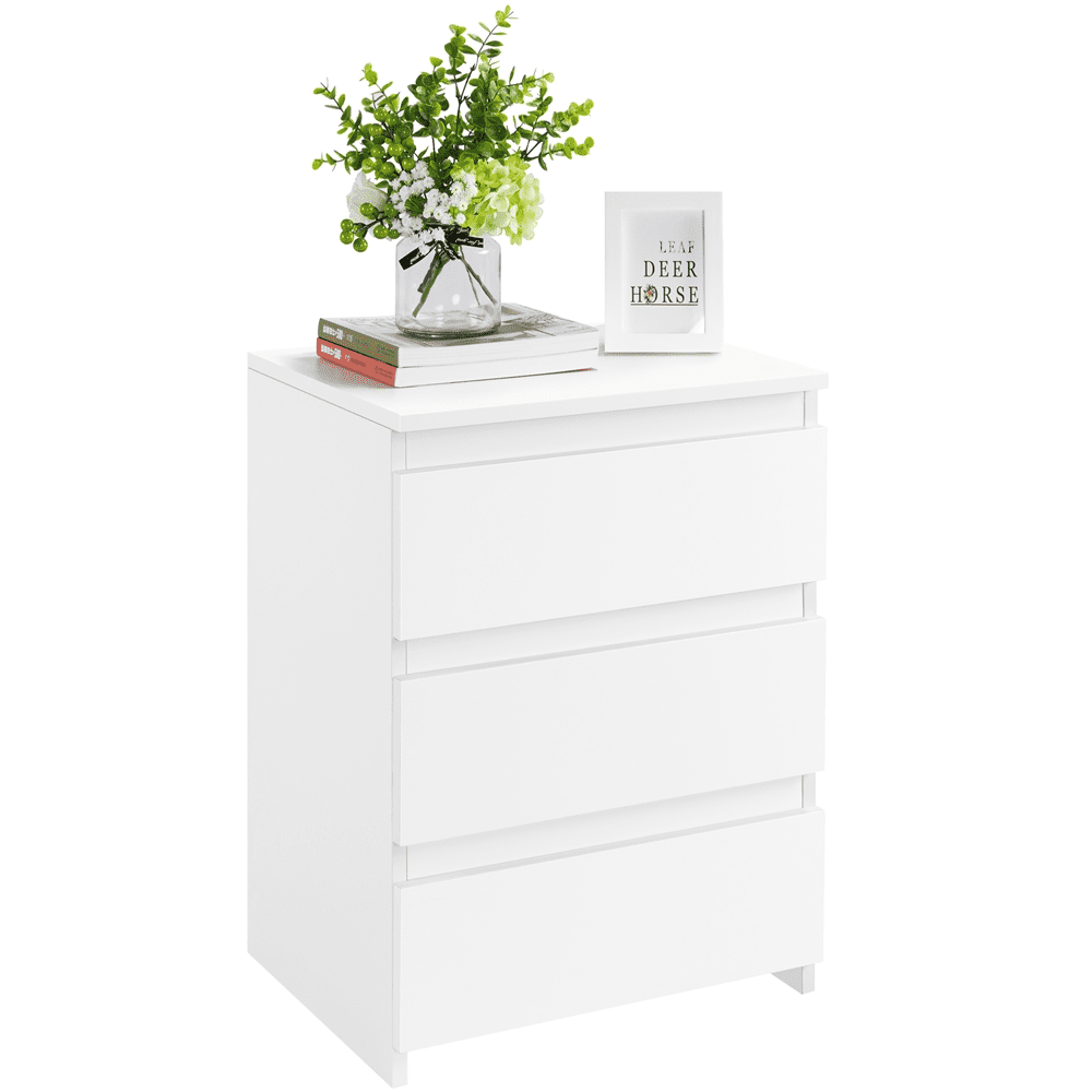 Renwick Vertical Nightstand with 3 Drawers for Bedroom, Adults, Black