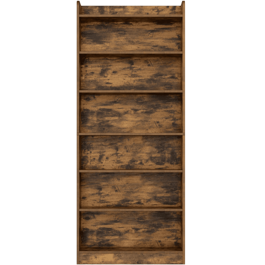 Renwick Wooden 6 Layer Modern Open Shelf Bookcase with Top Compartment, Black