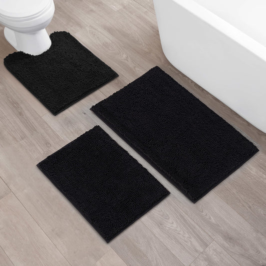 Resort Collection Chenille Plush Loop Bath Mats, 3-Piece Set