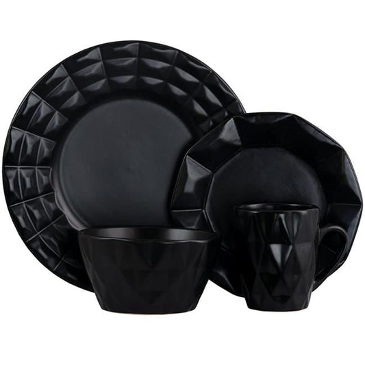 Elama Retro Chic 16-Piece Glazed Dinnerware Set in White