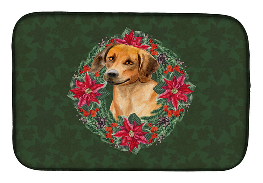 Rhodesian Ridgeback Poinsetta Wreath Dish Drying Mat