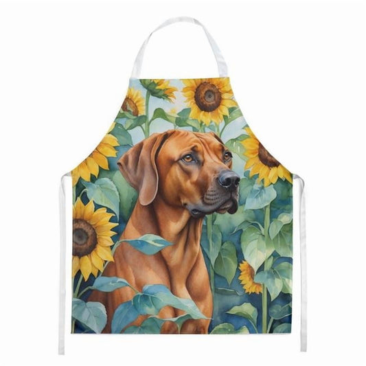 Rhodesian Ridgeback in Sunflowers Apron 27 in x 30 in