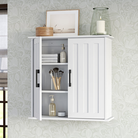RiverRidge Monroe 2-Door Bathroom Medicine Cabinet Laundry Wall Shelf Storage - White