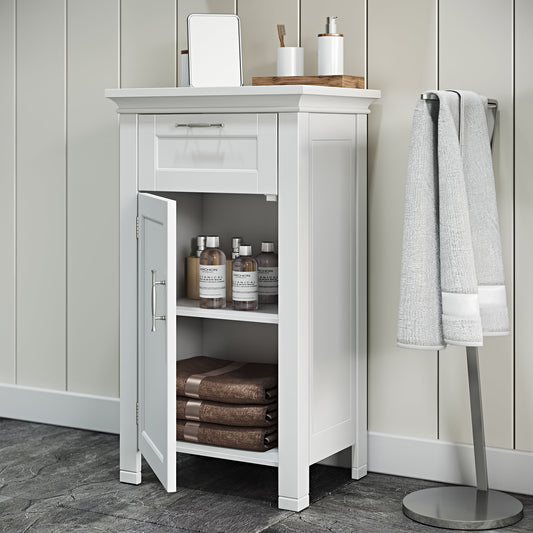 RiverRidge Somerset 1-Door Bathroom Laundry Storage Cabinet with Adjustable Shelf - White