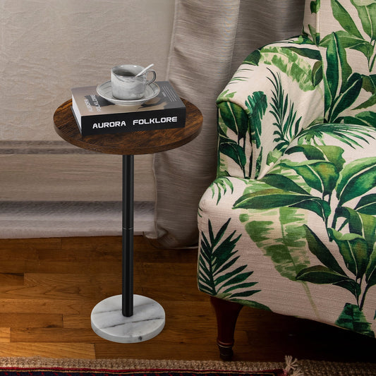 Oumilen Modern Round Nightstand Set with White Marble Base, Set of 2