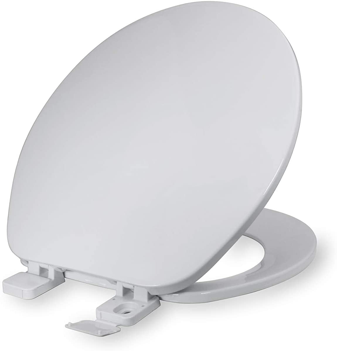 Round Plastic Toilet Seat with Adjustable Hinge, White