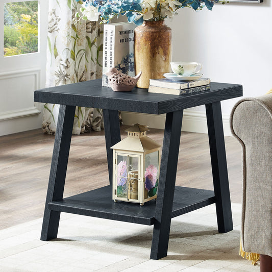 Roundhill Furniture Athens Replicated Wood End Table in Black