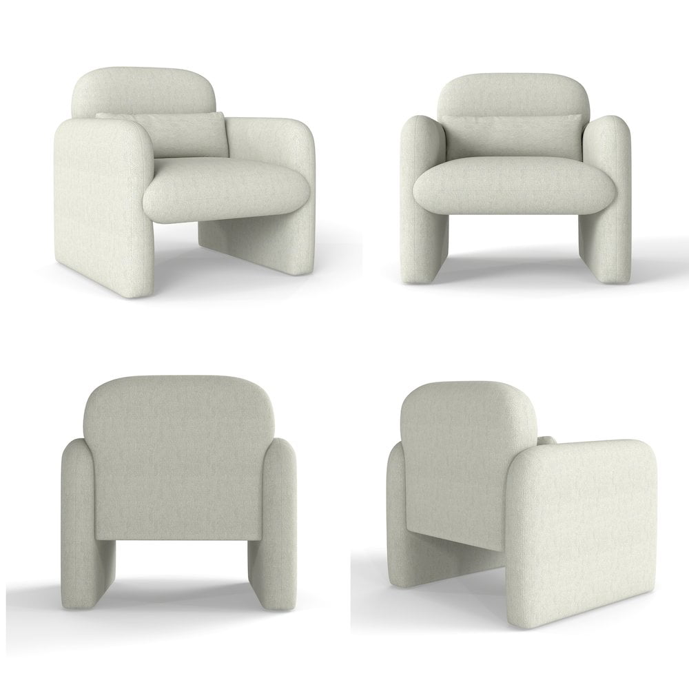 Roundhill Furniture Dylan Modern Upholstered Barrel Armchair, Cream White