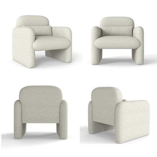 Roundhill Furniture Dylan Modern Upholstered Barrel Armchair, Cream White