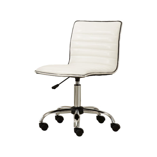 Roundhill Furniture Fremo Chromel Adjustable Air Lift Office Chair, White