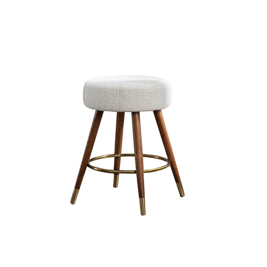 Roundhill Furniture MoMo Boucle Upholstered Counter Height Stool, 360Â° Swivel, White