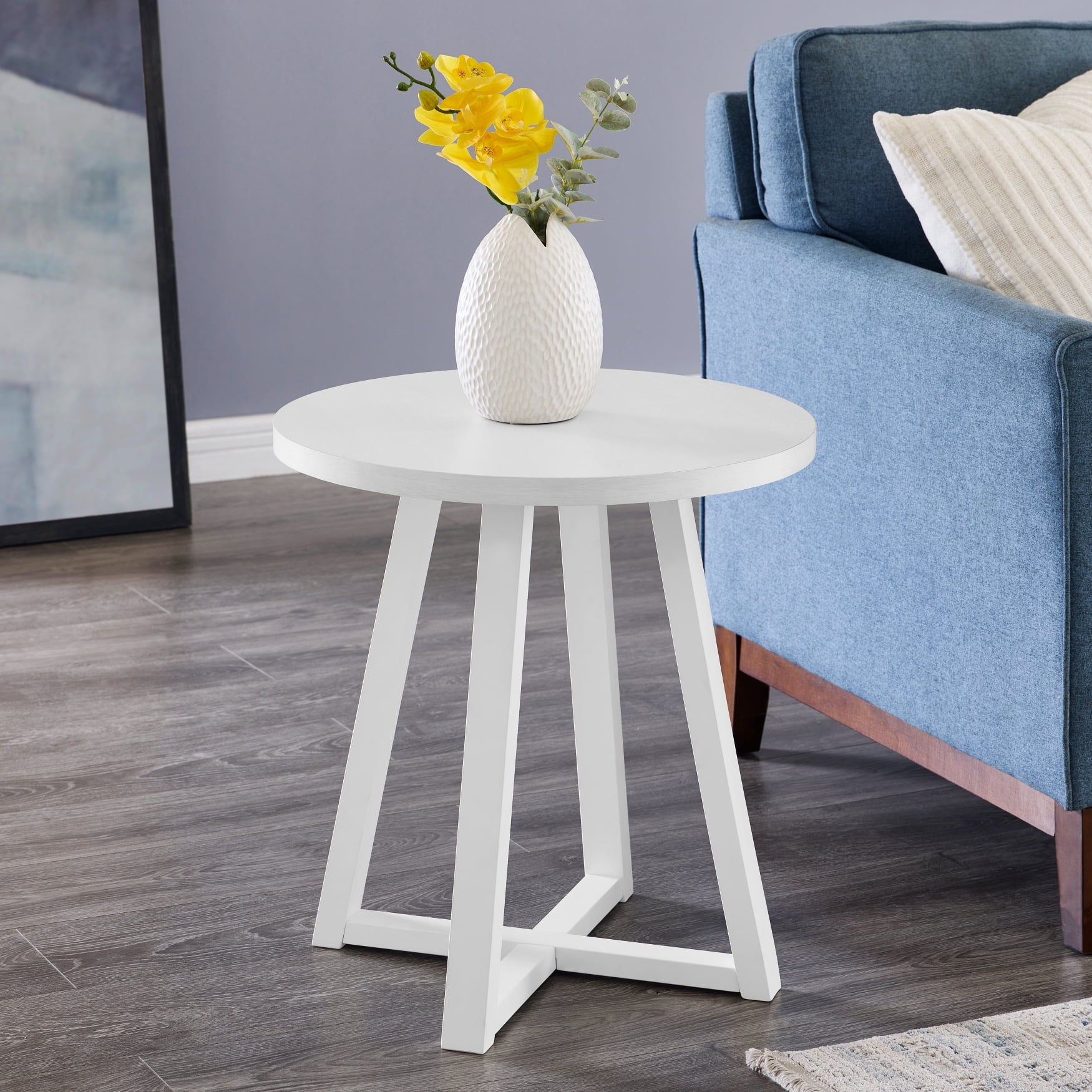 Roundhill Furniture Modern Harmony Wood Round End Table, Gray