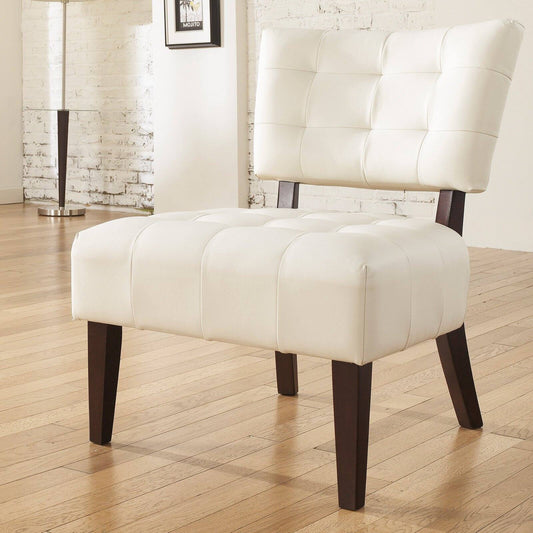 Roundhill Furniture Blended Leather Tufted Accent Chair with Oversized Seating, Red