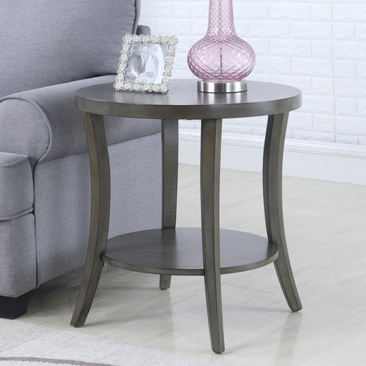 Roundhill Furniture Perth Mesa Auxiliar ContemporÃ¡nea Ovalada con Repisas, Gris