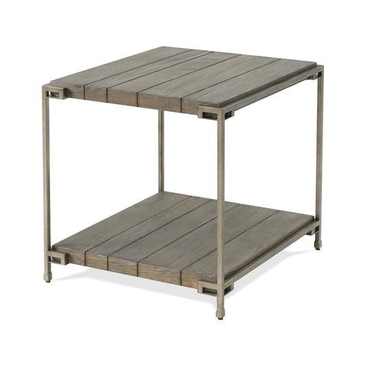Roundhill Furniture Wood/Metal Corbeta End Table with Shelf in Graphite Gray
