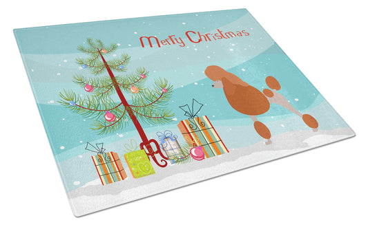 Royal Poodle Christmas Glass Cutting Board Large