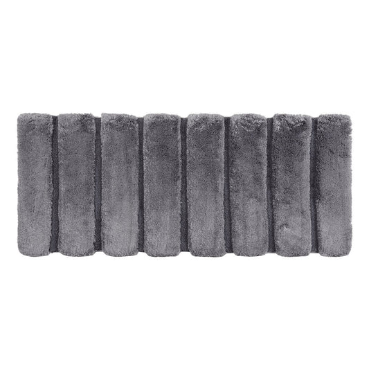 Rug Grey 24x58 Inches High-Low Stripe Tufted Bath Rug Macro-Spun Polyester Shabby Chic Bathroom Runner with Non-Slip Latex Backing OEKO-TEX Certified for Bathroom